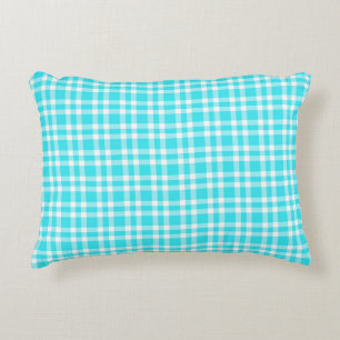 Blue White Plaid Pattern Accent Pillow