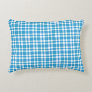 Blue White Plaid Pattern Accent Pillow