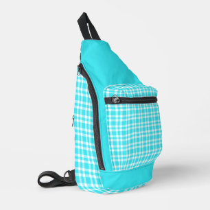 Blue White Plaid Pattern Sling Bag