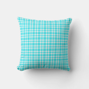 Blue White Plaid Pattern Throw Pillow