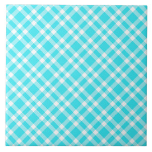 Blue White Plaid Pattern Tile