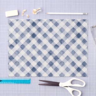 Blue White Plaid Stripes Birthday Tissue Paper
