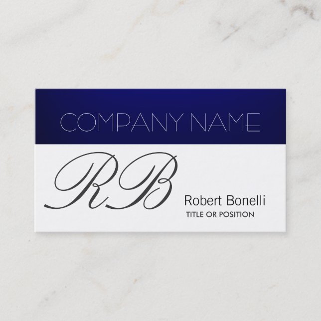 Blue White Plain Modern Business Card (Front)