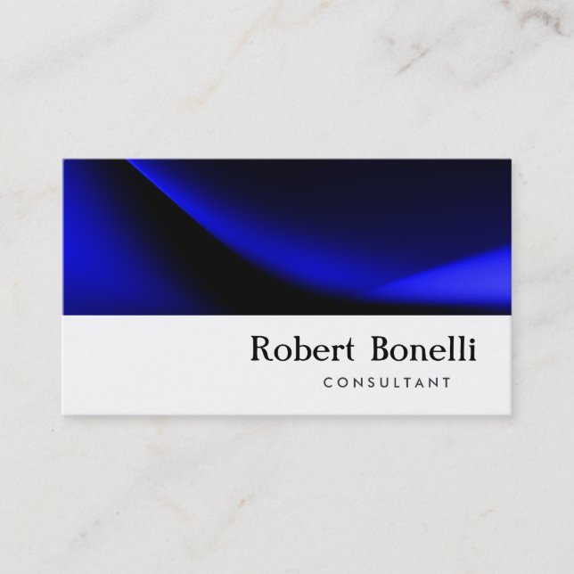 Blue White Plain Modern Consultant Business Card (Front)