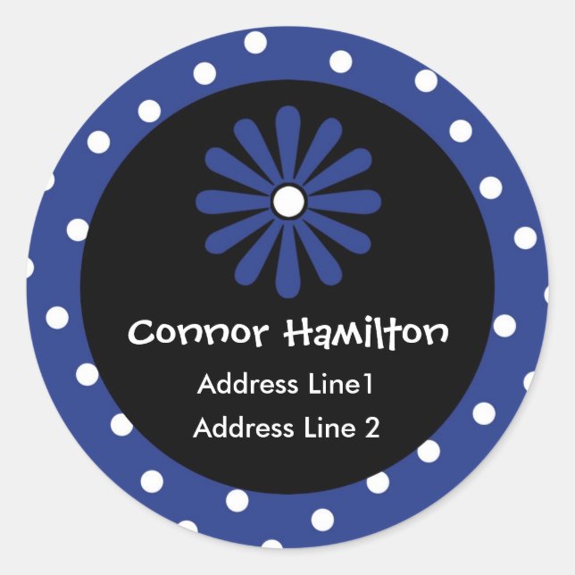 Blue & White Polka Dot Address Labels (Front)
