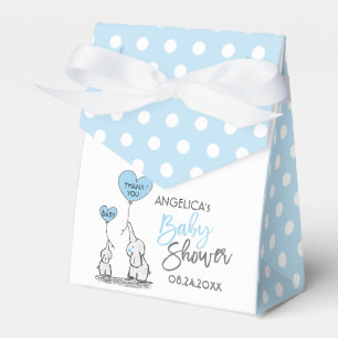 Blue White Polka Dot Elephant Boy Baby Shower Favor Box