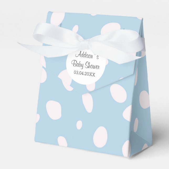 Blue & White Polka Dots Baby Shower Favor Box (Front Side)