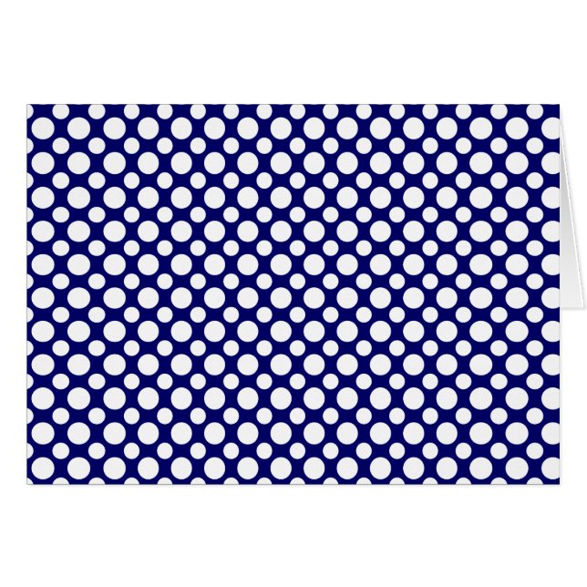 Blue White Polka Dots Blank Card (Front Horizontal)