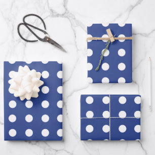 Blue White Polka Dots Wrapping Paper Sheet