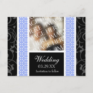 Blue White Polkadots Wedding Save The Date Photo A Announcement Postcard