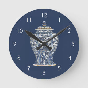 Blue & White Porcelain Vase by Vision Studio Round Clock