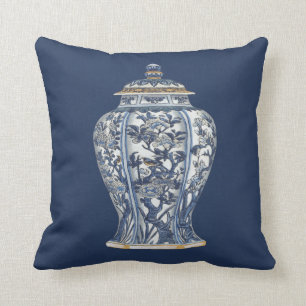 Blue & White Porcelain Vase by Vision Studio Throw Pillow