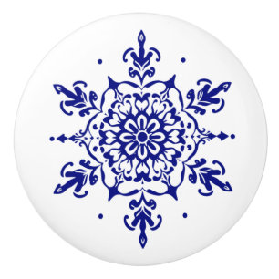 Blue & White Portuguese Azulejo Style Ceramic Knob