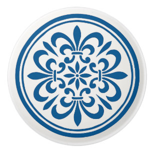 Blue & White Portuguese Azulejo Style Ceramic Knob