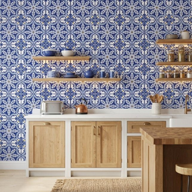 Blue White Portuguese Tile Peel and Stick Wall Dec (Creator Uploaded)