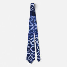 Blue White Primitive Marks Abstract Neck Tie