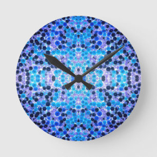 Blue White Purple String of Pearls Round Clock