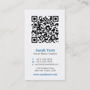 Blue white qr code image media business card