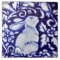 Blue & White Rabbit Bird Floral Dedham Tile Trivet