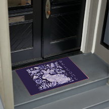 Blue & White Rabbit Bird Welcome Floral Dedham