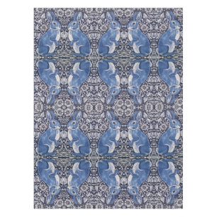 Blue White Rabbit Floral Art Nouveau Nappe