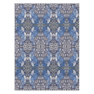 Blue White Rabbit Floral Art Nouveau Tablecloth