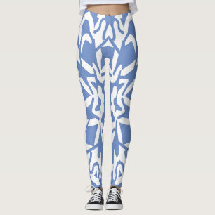 Blue & white "Ratti_Creative_Arts" Leggings
