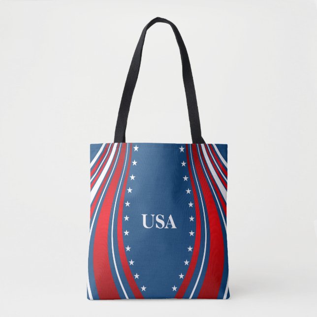Blue White Red American Flag Tote Bag (Front)