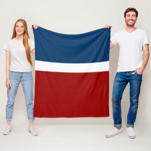 Blue White Red Color Block Style Design  Fleece Blanket