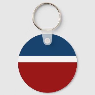 Blue White Red Colour Block Style Design  Keychain