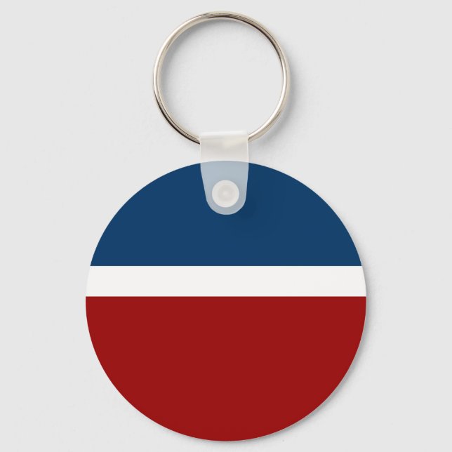 Blue White Red Colour Block Style Design  Keychain (Front)