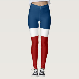 Blue White Red Colour Block Style Design Leggings