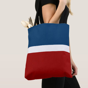Blue White Red Colour Block Style Design Tote Bag