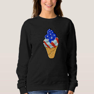 Blue White Red Ice Cream Cone 4th July Independenc Sweatshirt