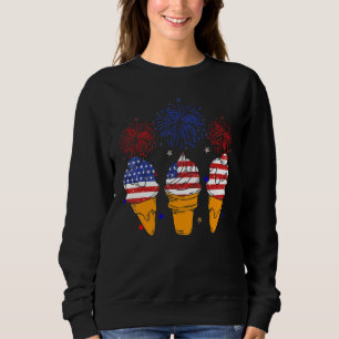 Blue White Red Ice Cream Cone Us Flag Patriotic 4t Sweatshirt