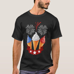 Blue White Red Ice Cream Cone Us Flag Patriotic 4t T-Shirt