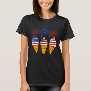 Blue White Red Ice Cream Cone Us Flag Patriotic 4t T-Shirt