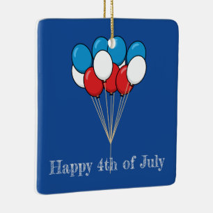 Blue White Red Patriotic Balloons   Personalize Ceramic Ornament