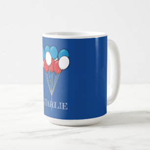 Blue White Red Patriotic Balloons Personalize Coffee Mug