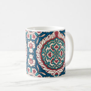 Blue White Red Teal Oriental Azulejo Pattern Coffee Mug