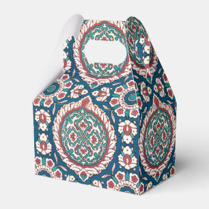 Blue White Red Teal Oriental Azulejo Pattern Favor Box