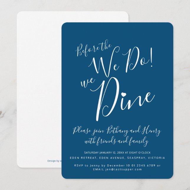 Blue white rehearsal dinner before we do invites (Front/Back)