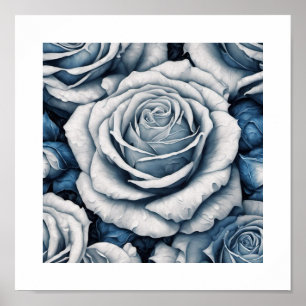 Blue & White Rose Poster