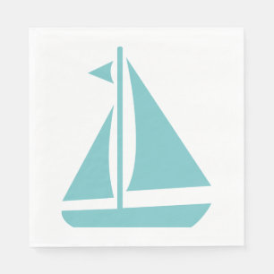 Blue & White Sailboat Nautical Wedding / Party Napkin