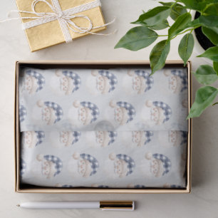 Blue White Santa with Hat Christmas Tissue Paper