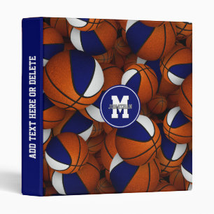 blue white school colours kids basketball binder
