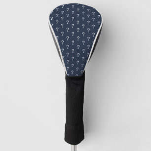 Blue White Script Question Mark Wrapping Paper Golf Head Cover