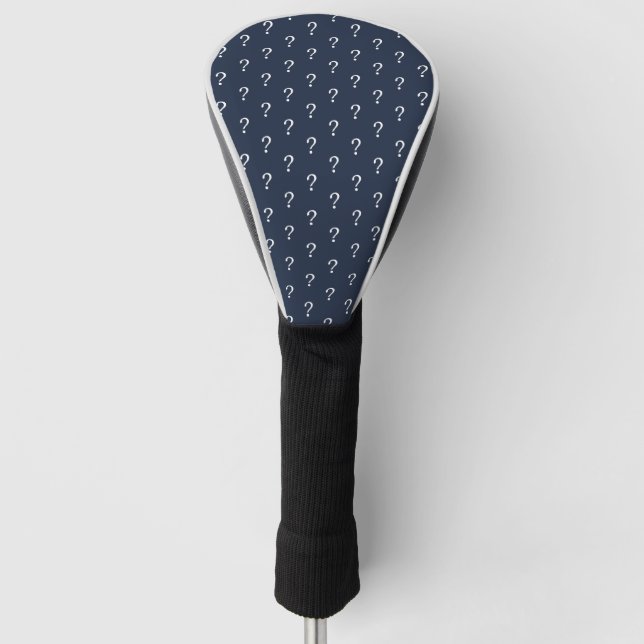 Blue White Script Question Mark  Wrapping Paper Golf Head Cover (Front)