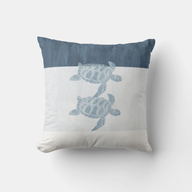 Blue White Sea Turtles Throw Pillow (Front)