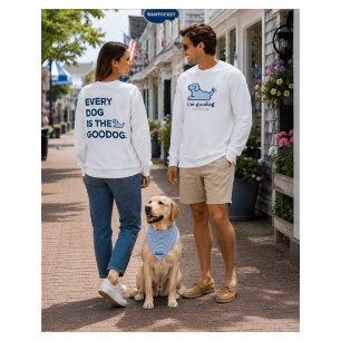 Blue & White Seersucker Dog Silhouette Unisex T-Shirt